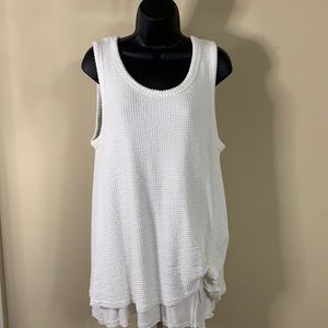 L love, Large, White, Waffle and Side Knot Tank